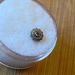 BVLA Round Afghan Threadless Pin End White Gold Rainbow Moonstone